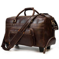 VacationGrabs genuine leather luggage bag with spacious design and detachable shoulder strap