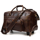 VacationGrabs genuine leather luggage bag with spacious design and detachable shoulder strap