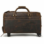 Genuine leather luggage bag from VacationGrabs with sturdy wheels and an elegant design