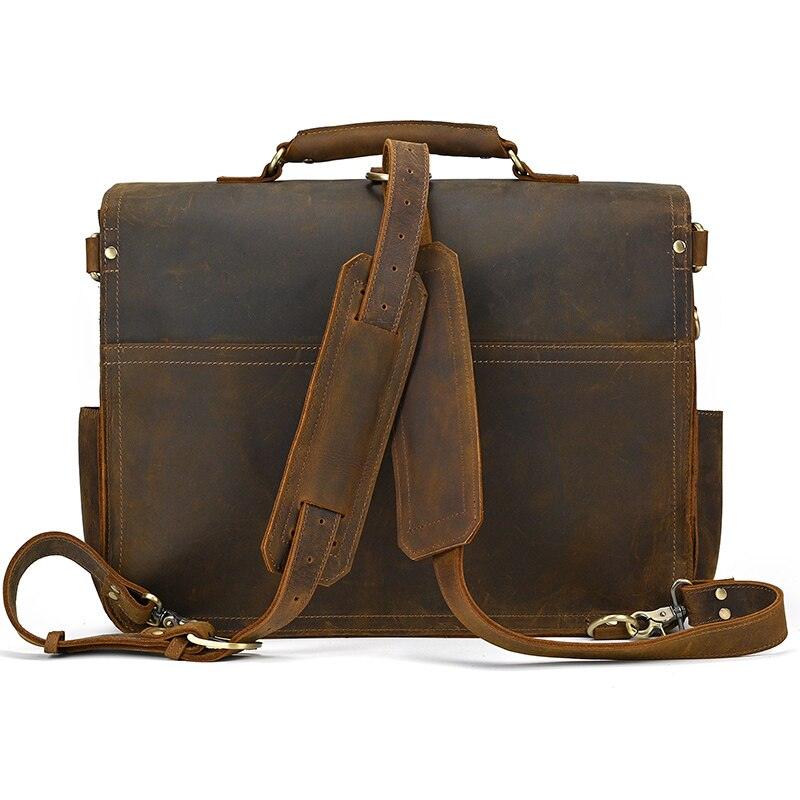 Luggage & Bags - Briefcases Genuine Leather Mens Briefcase Laptop Bag Vintage Business...