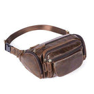 Genuine leather waist bag by VacationGrabs with multiple pockets for convenient storage