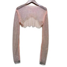 Stylish women's glitter crop top in sheer fabric, perfect for clubwear and night outings