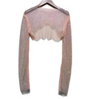 Stylish women's glitter crop top in sheer fabric, perfect for clubwear and night outings