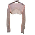 VacationGrabs Women's Glitter Crop Top in Sheer Mesh with Long Sleeves for Clubwear