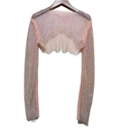 VacationGrabs Women's Glitter Crop Top in Sheer Mesh with Long Sleeves for Clubwear