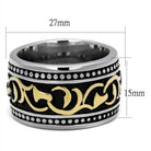 Men Gold Glyph Stainless Steel Epoxy Rings Style No. Tk2234 - VacationGrabs