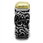 Artistic Gold and Black Mens Rings with Hammered Top and Intricate Design for Stylish Accessories