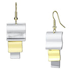 Gold and rhodium iron earrings with a modern, layered design for stylish women