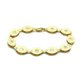 Elegant gold brass link bracelet for women featuring sparkling rhinestones for a stylish touch