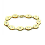 Elegant gold brass link bracelet for women featuring sparkling rhinestones for a stylish touch