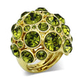 Stunning gold brass ring for women adorned with green gemstones for a bold and elegant look