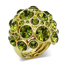 Stunning gold brass ring for women adorned with green gemstones for a bold and elegant look