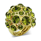 Stunning gold brass ring for women adorned with green gemstones for a bold and elegant look