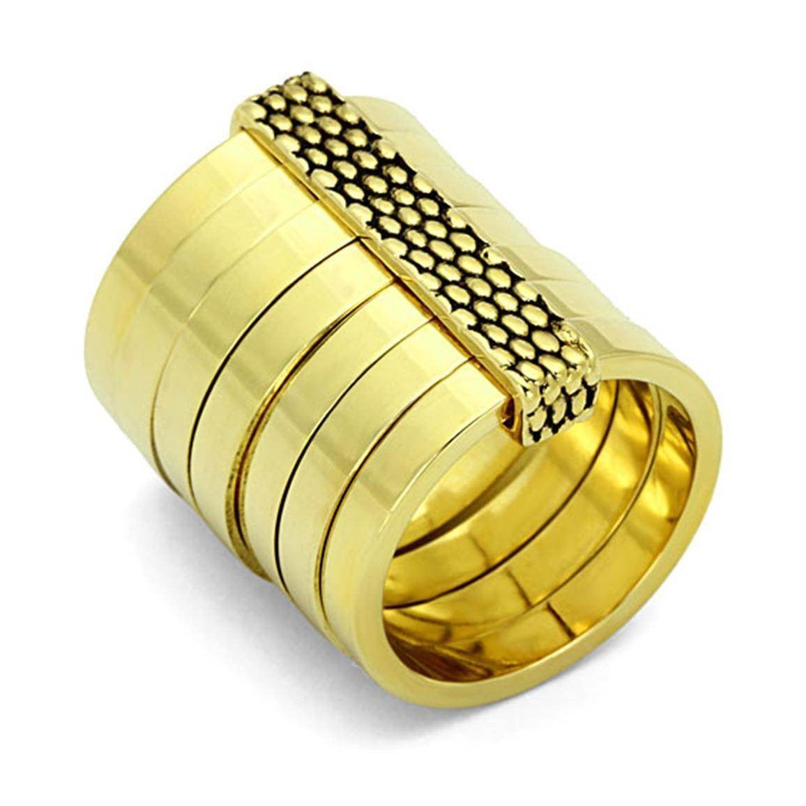 VacationGrabs Women's Gold Statement Ring with Textured Design for Fashionable Looks