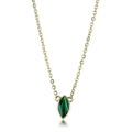 Gold chain necklace with green pendant featuring an elegant marquise-cut design