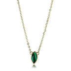 Gold chain necklace with green pendant featuring an elegant marquise-cut design