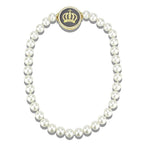 Elegant gold crown pendant necklace for women featuring pearl beads and a detailed crown design