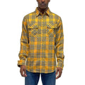 VacationGrabs gold plaid long sleeve shirt with two chest pockets for a stylish look