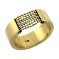Chunky gold ring with textured design, perfect as vacation jewelry for women