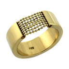 Chunky gold ring with textured design, perfect as vacation jewelry for women