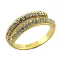 Elegant gold ring for women with dual bands and sparkling crystals, perfect as vacation jewelry for women
