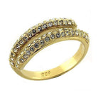 Elegant gold ring for women with dual bands and sparkling crystals, perfect as vacation jewelry for women