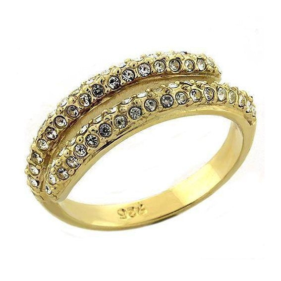 Elegant gold ring for women with dual bands and sparkling crystals, perfect as vacation jewelry for women