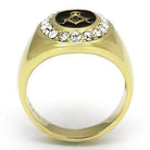 Gold Men's Ring with Golf Icon Jewelry Gift and Crystal Accents for Golf Enthusiasts