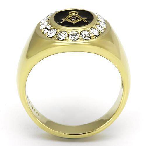 Gold Men's Ring with Golf Icon Jewelry Gift and Crystal Accents for Golf Enthusiasts