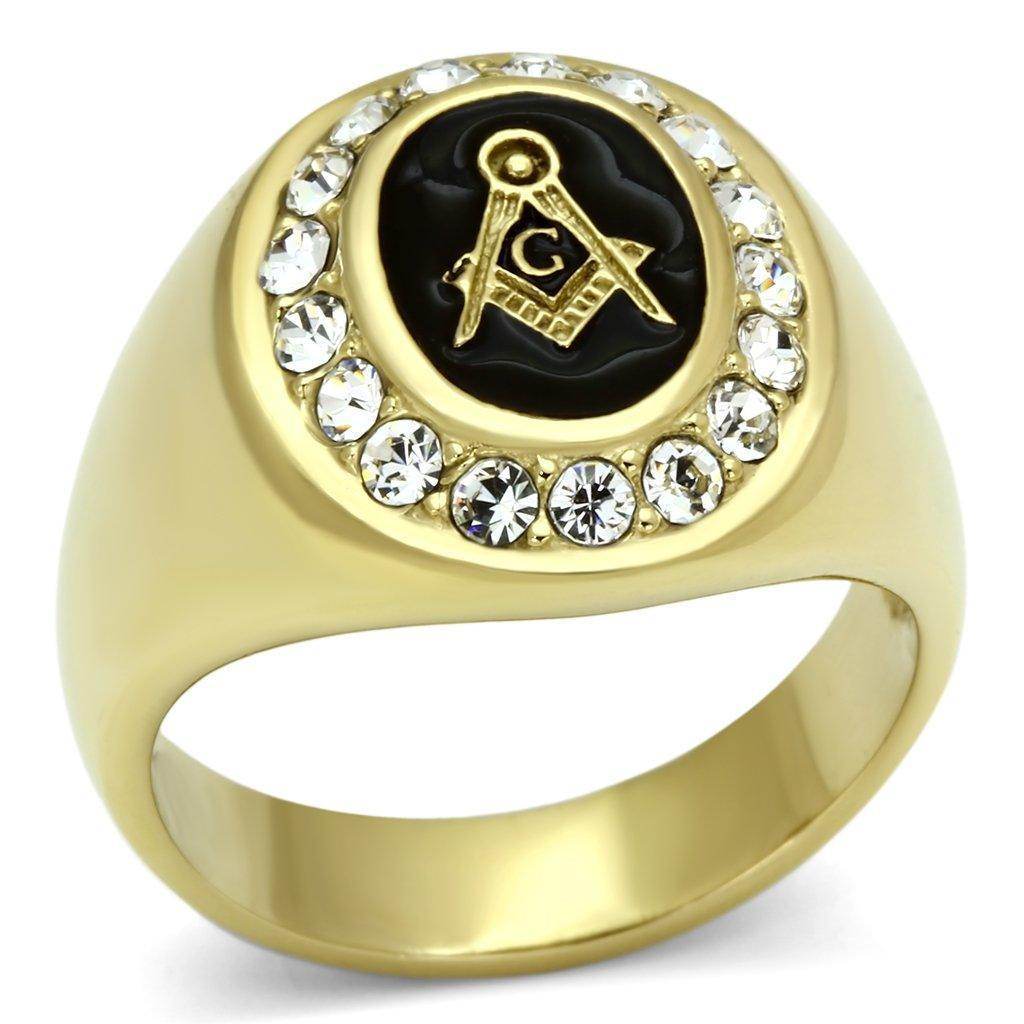 Men's gold ring featuring a golf icon with crystal accents, perfect as a golf icon jewelry gift