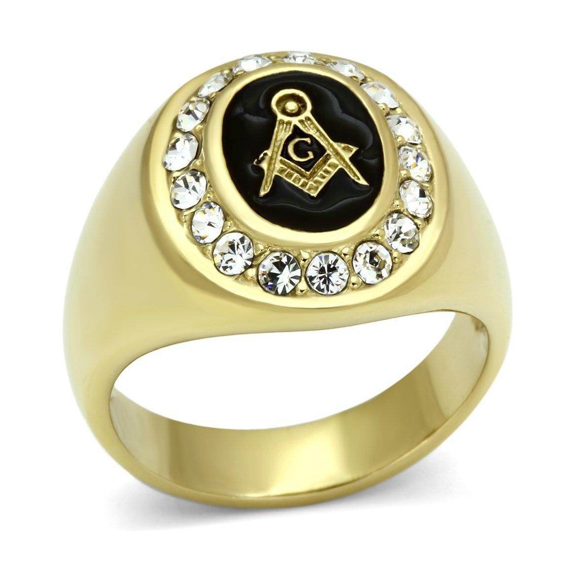 Men's gold ring featuring a golf icon with crystal accents, perfect as a golf icon jewelry gift