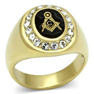 Men's gold ring featuring a golf icon with crystal accents, perfect as a golf icon jewelry gift