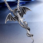 Men's Jewelry - Necklaces Goth Jewelry Flying Dragon With Sword Necklace