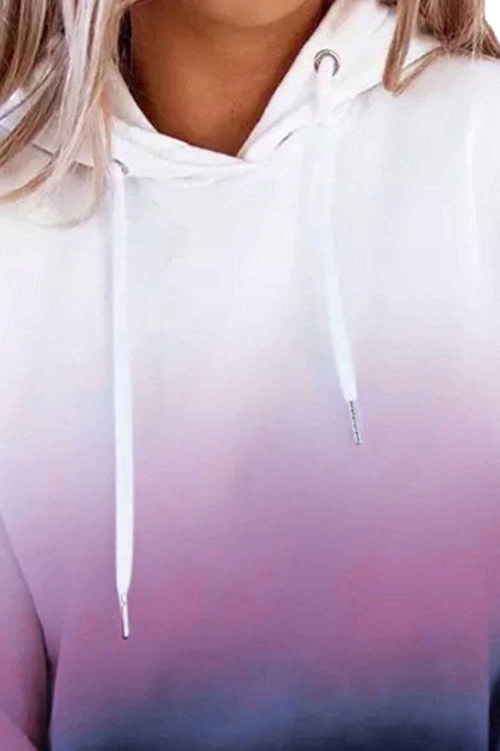 Women's Shirts Gradient Drawstring Long Sleeve Hoodie