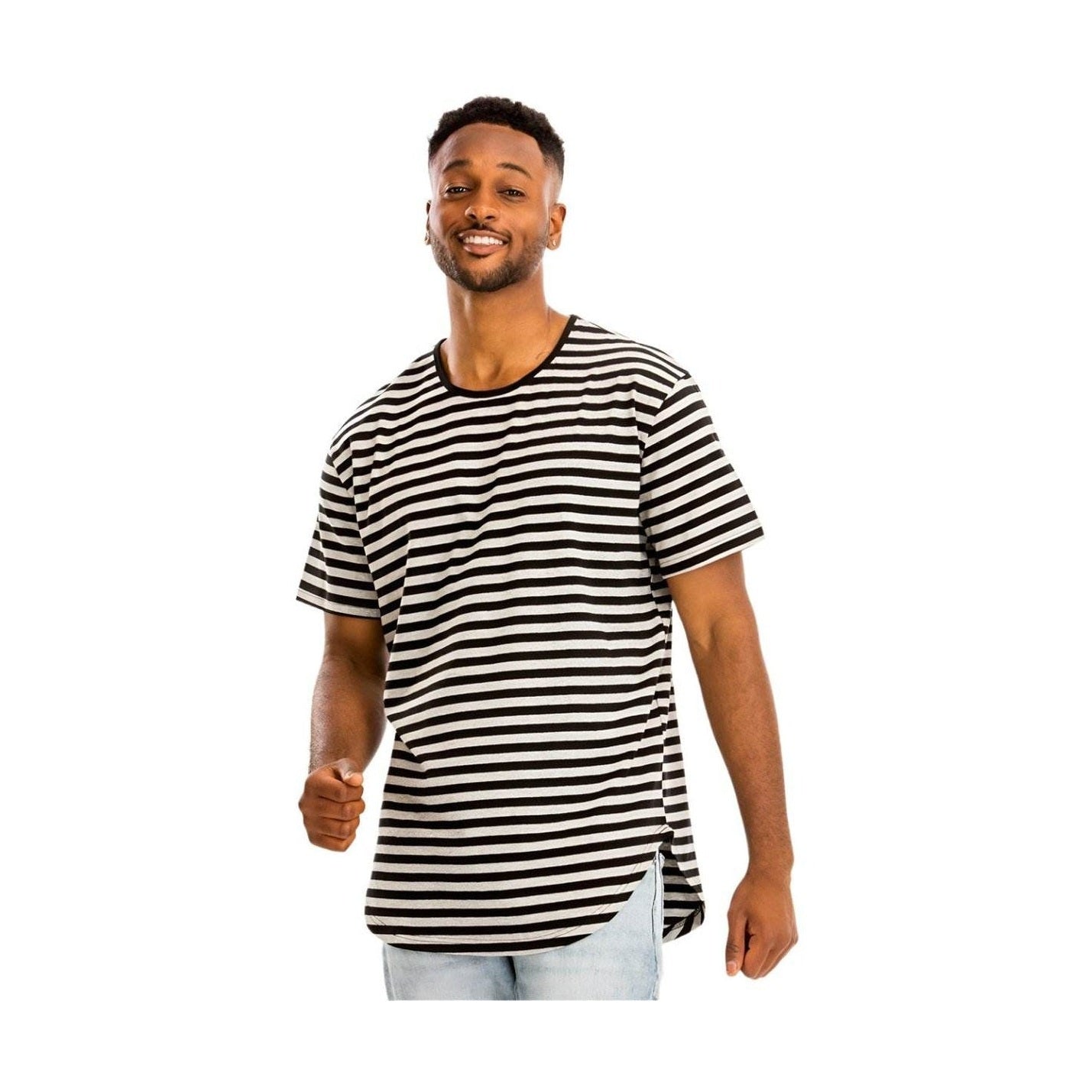 VacationGrabs gray black short sleeve shirt with stylish striped design for casual wear