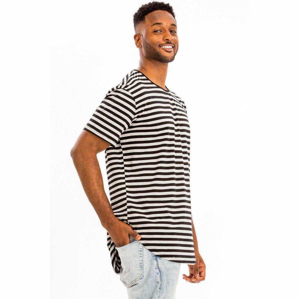 VacationGrabs gray black short sleeve shirt with stylish stripes for a casual look