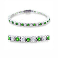 Green stone tennis bracelet for women featuring sparkling green and clear stones in a classic design