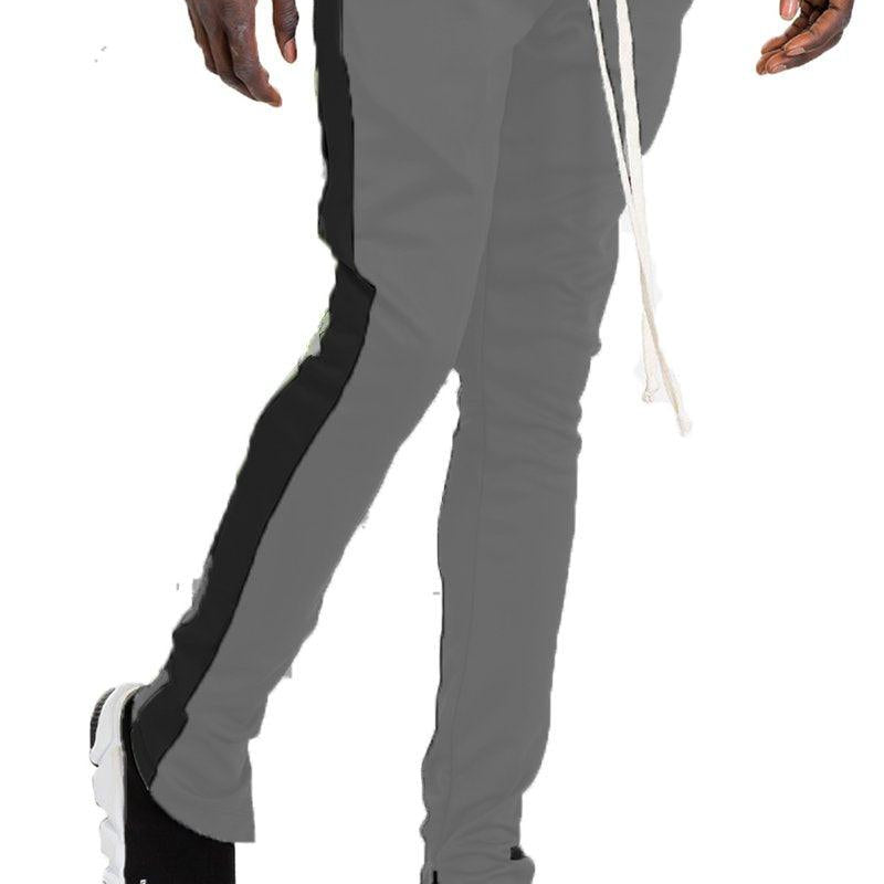 Men's Pants - Joggers Grey And Black Classic Slim Fit Track Pants
