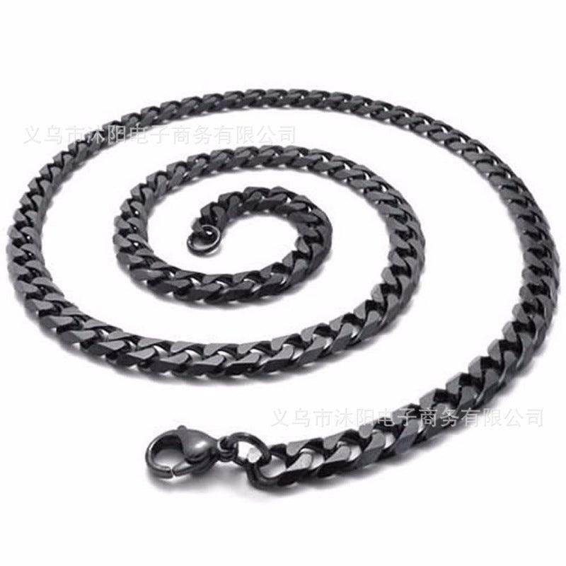 Stylish ground chain necklace for men in sleek black finish, perfect for everyday wear.