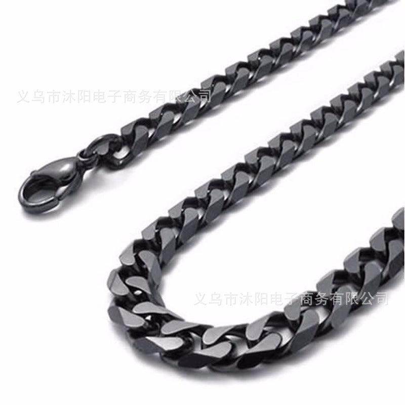 Elegant ground chain necklace for men in sleek black finish with secure lobster clasp