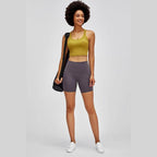Trendsi women's gym shorts with high waist in gray, perfect for workouts and active wear