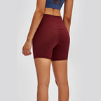 Trendsi women's gym shorts with high waist in burgundy for comfort during workouts