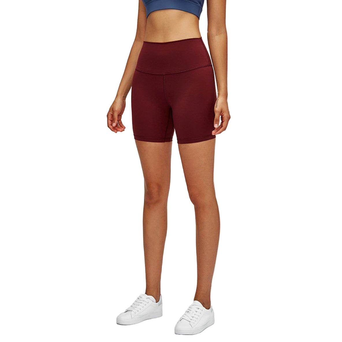 Trendsi women's gym shorts with high waist in burgundy for comfort and style during workouts