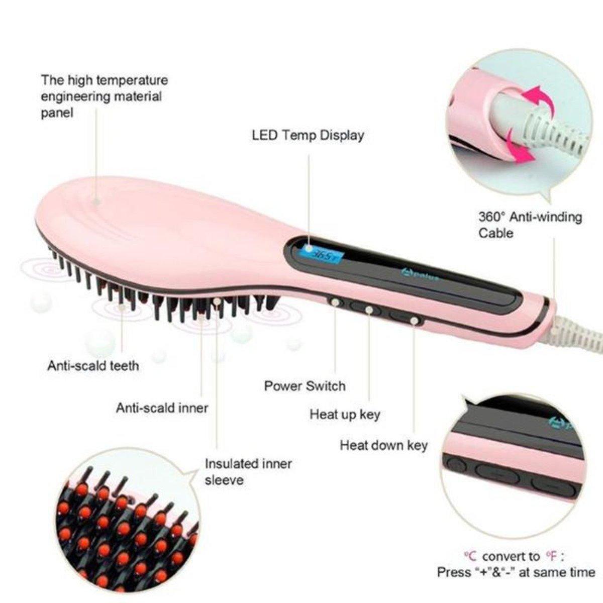 Women's Personal Care - Hair Hair Care Electronic Hair Straightening Brush In Black
