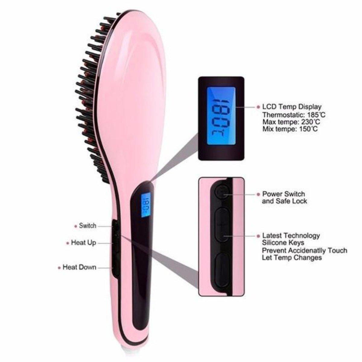 Women's Personal Care - Hair Hair Care Electronic Hair Straightening Brush In Black