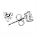 Heart shaped sterling silver earrings with sparkling stones for elegant women