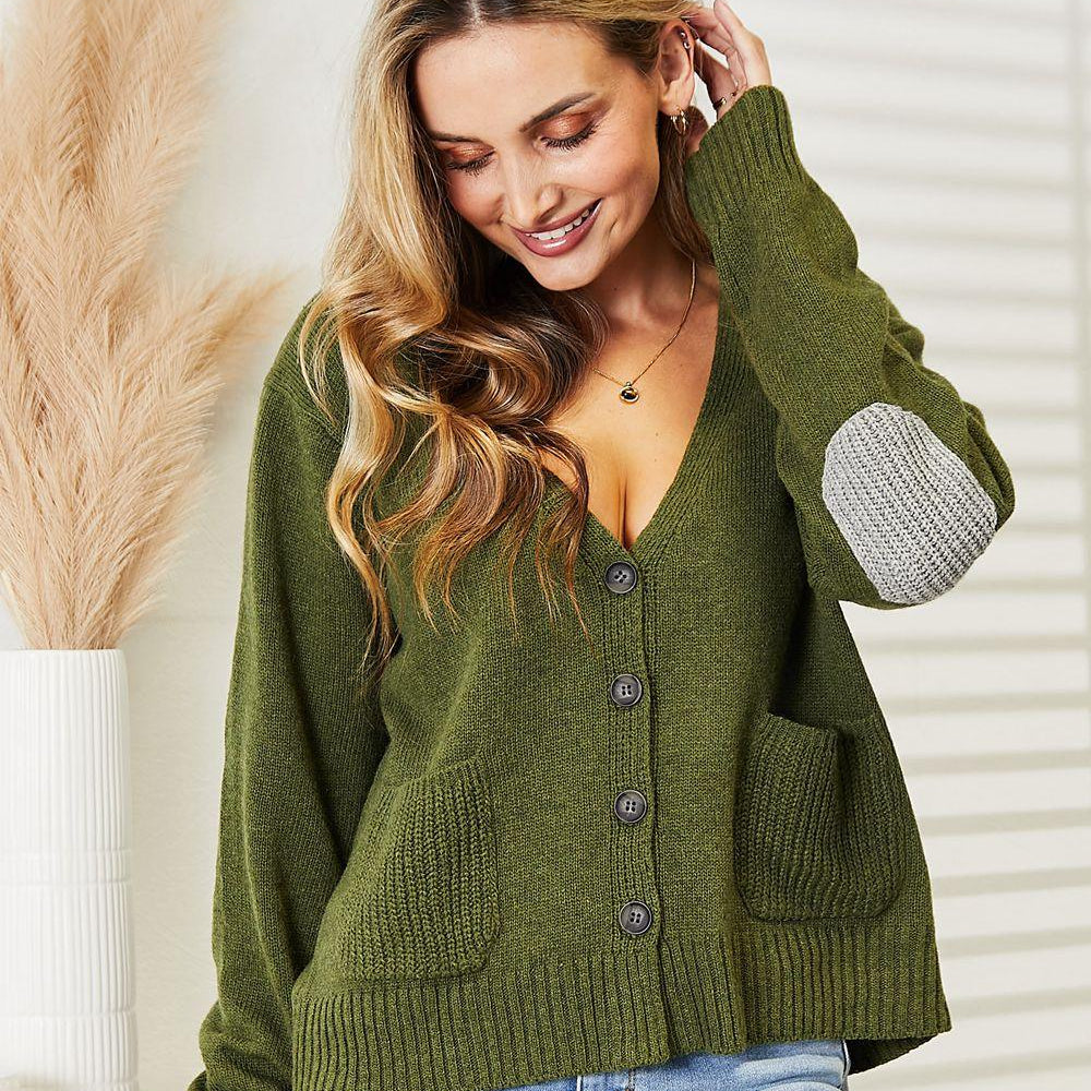 Women's Sweaters - Cardigans Heimish Full Size Long Sleeve V Neck Button Down Cardigan