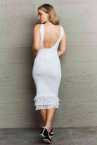 Women's Dresses Hidden No Doubts Sleeveless Bodycon Ruffle Midi Dress