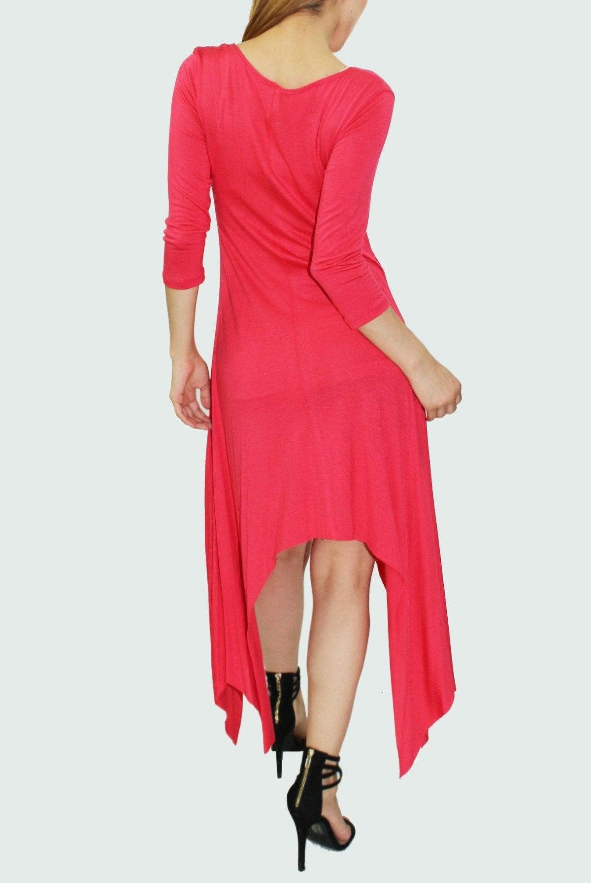 Women's Dresses High Low Side Tail Solid Dress Coral