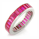 High polished 925 silver ring featuring a vibrant pink baguette stone design for elegant style